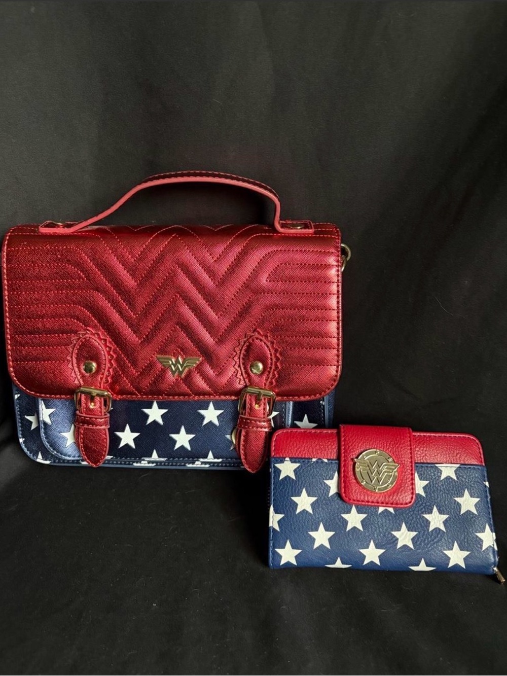 Wonder woman Red & Navy Star Satchel and Wallet Set